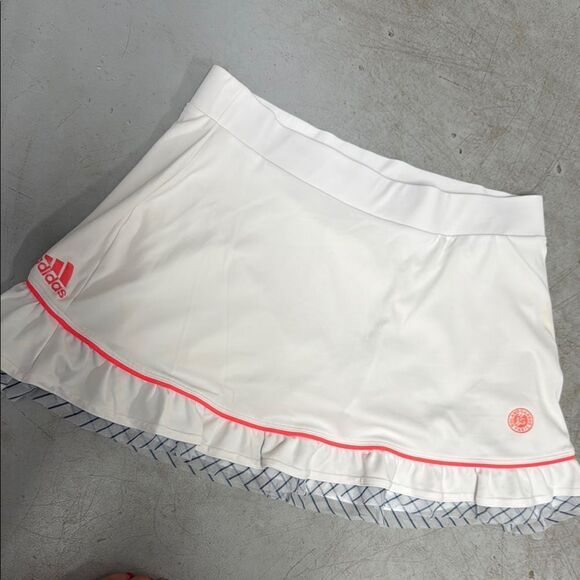 adidas Dresses & Skirts - Adidas White Pink Ruffled Athletic Skirt - Size Medium - Orange Blue White